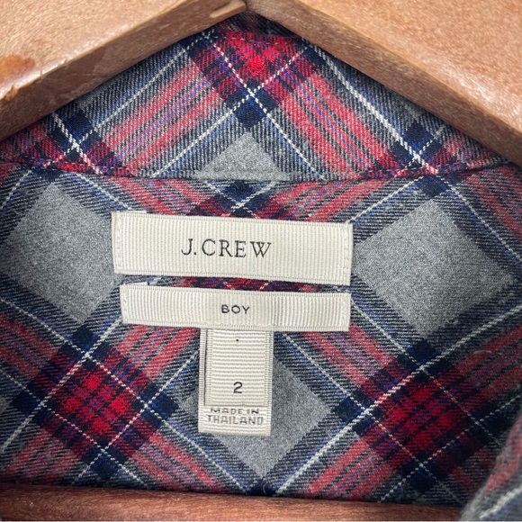 J Crew Boy Gray Tartan Plaid Flannel Button Up Blouse Womens Size 2 - Picture 5 of 13
